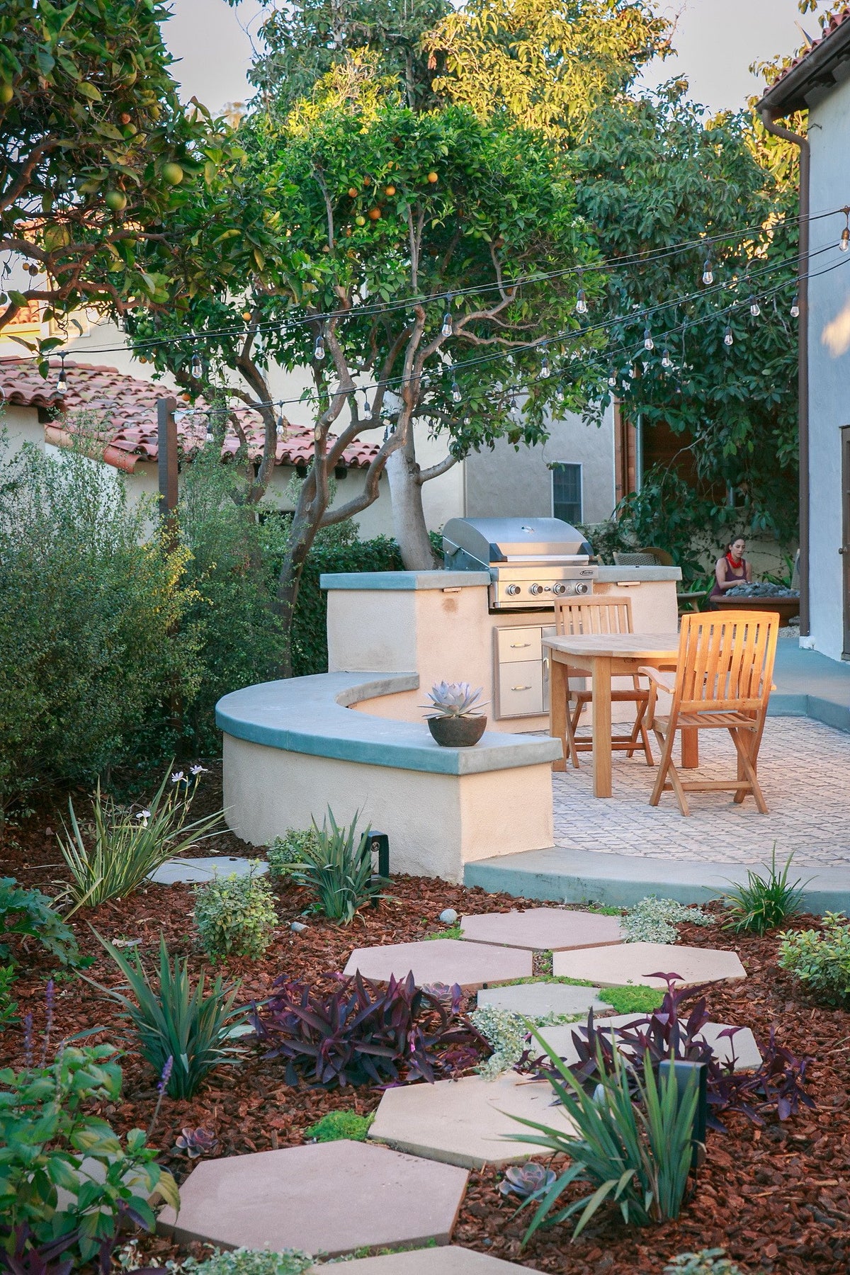 Stepping stones leading to the patio
