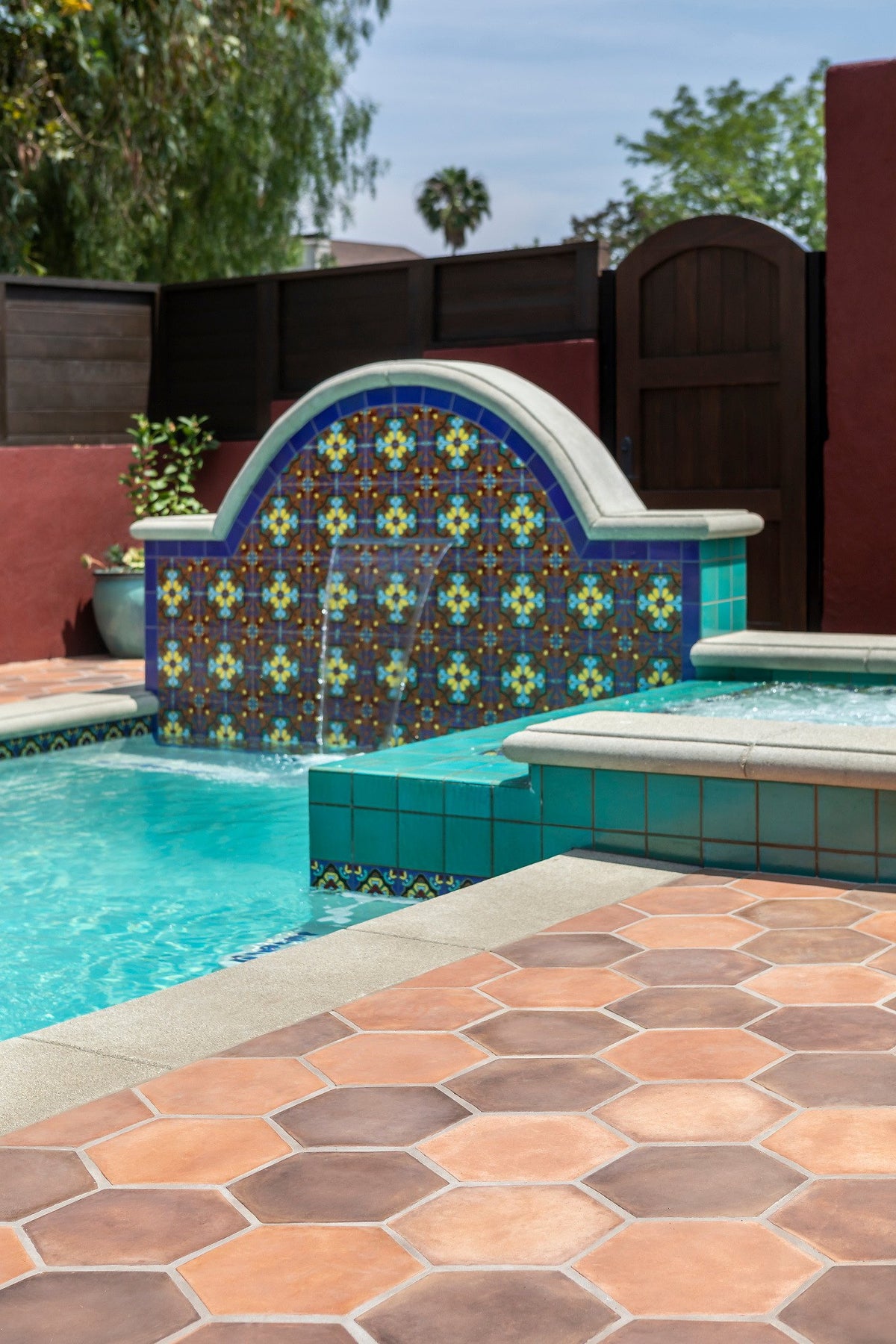 Hexagon deck by the spa