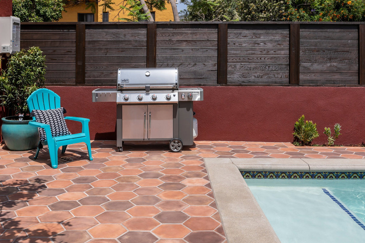 Grill area on the hexagon patio