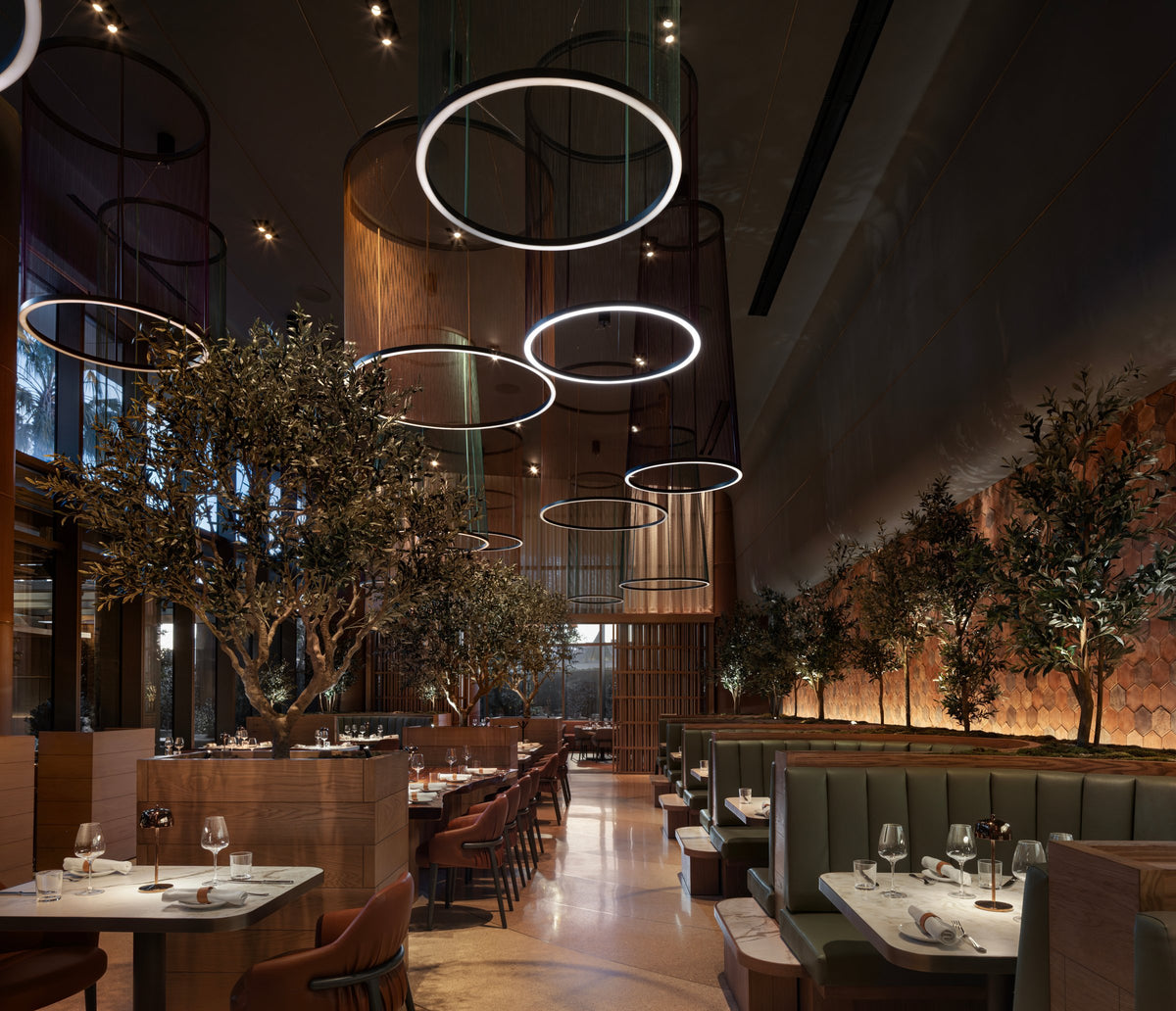 Main dining room under ring pendants