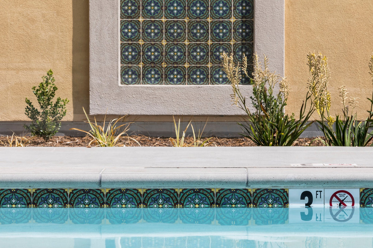 Pool waterline and wall tile panels