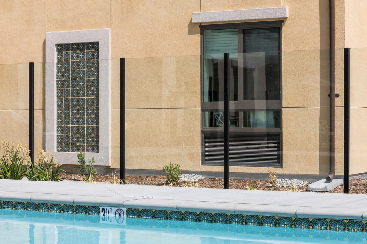 Deco panel beside the pool
