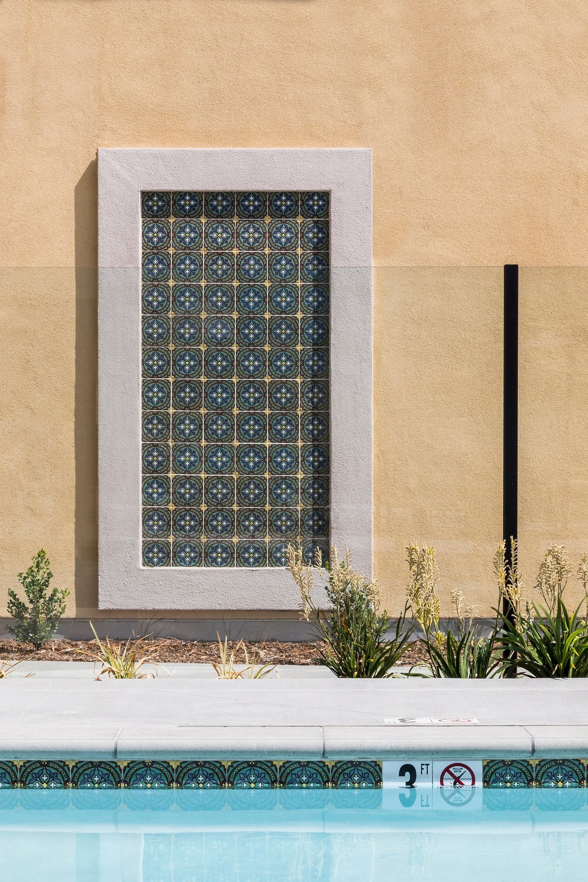 Framed deco panel above waterline