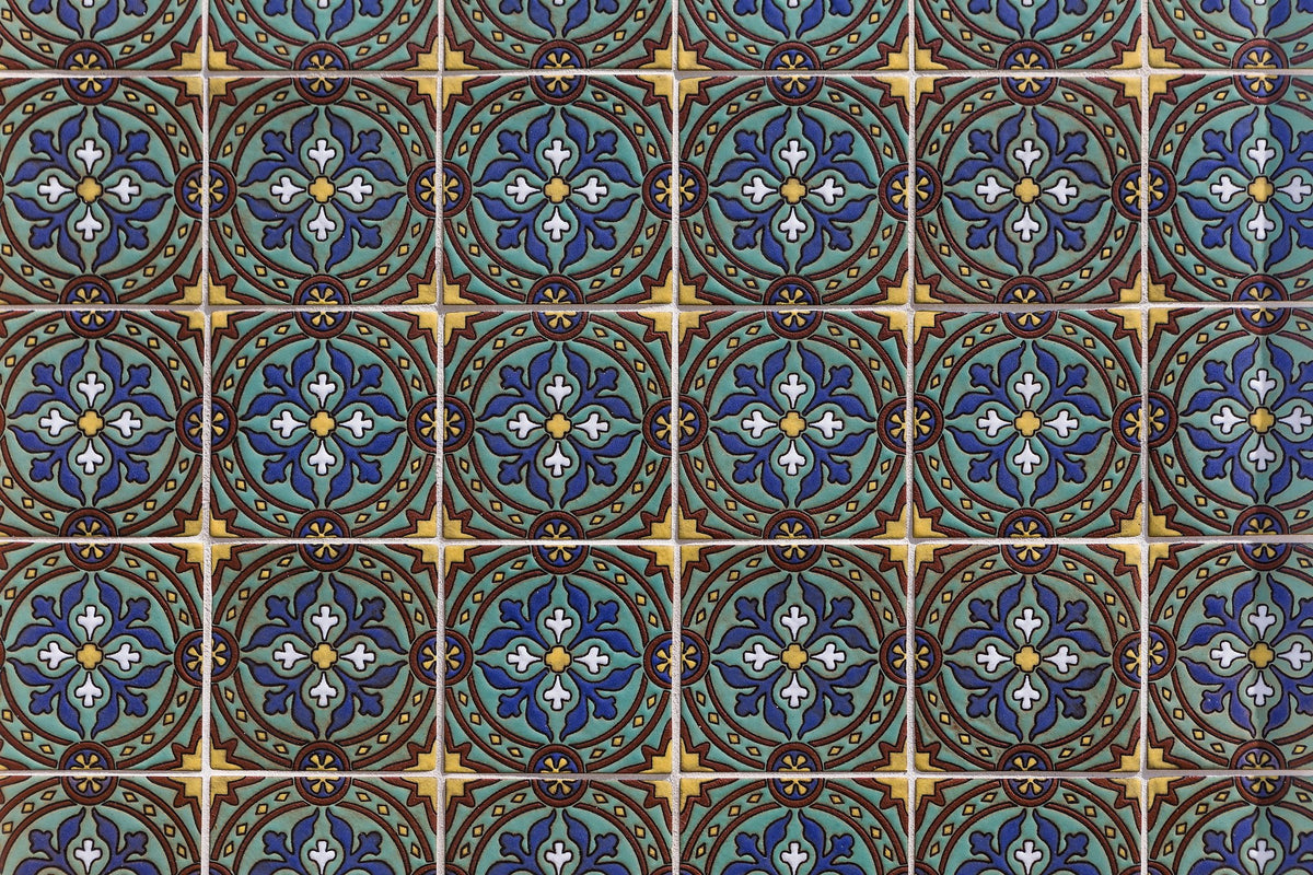 Close-up of hand-painted decos