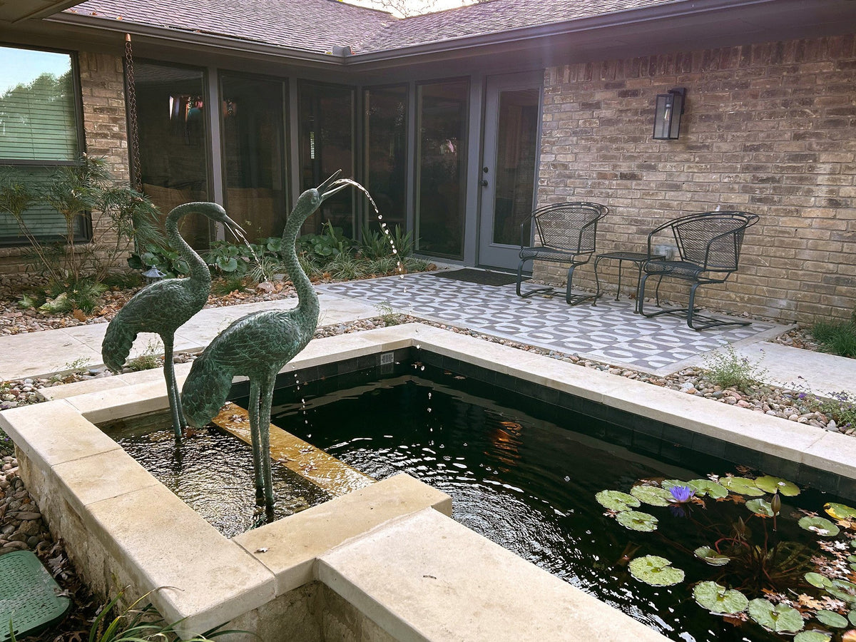 Seating area by the pond