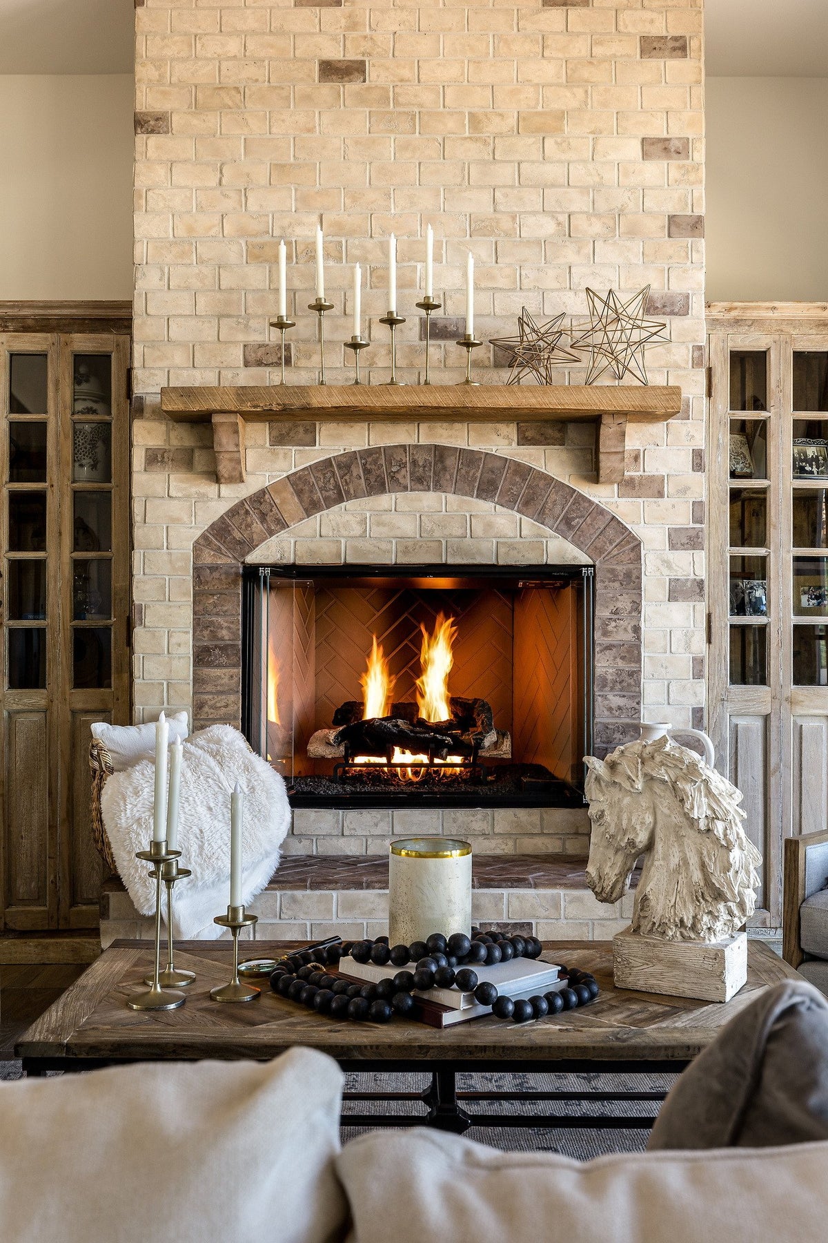 Fireplace in 3x6 brick blend