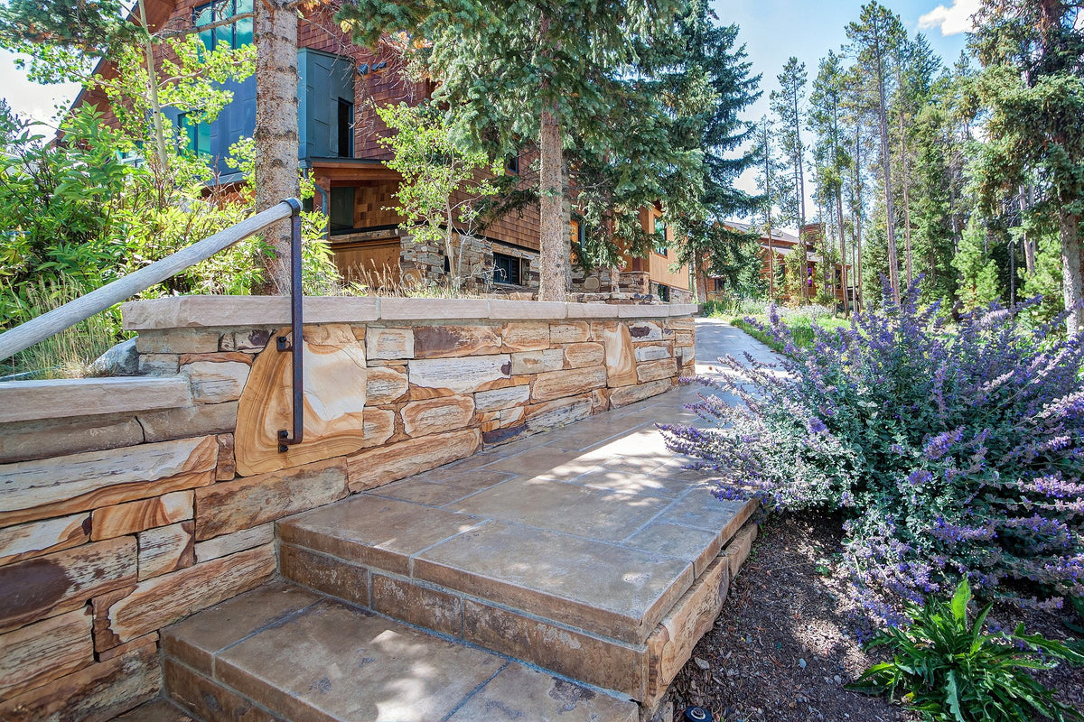 Stone-walled steps by the garden