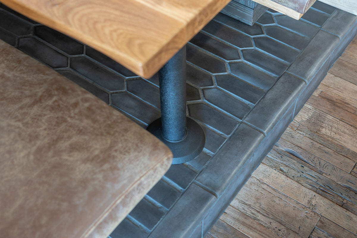 Picket meeting the wood floor