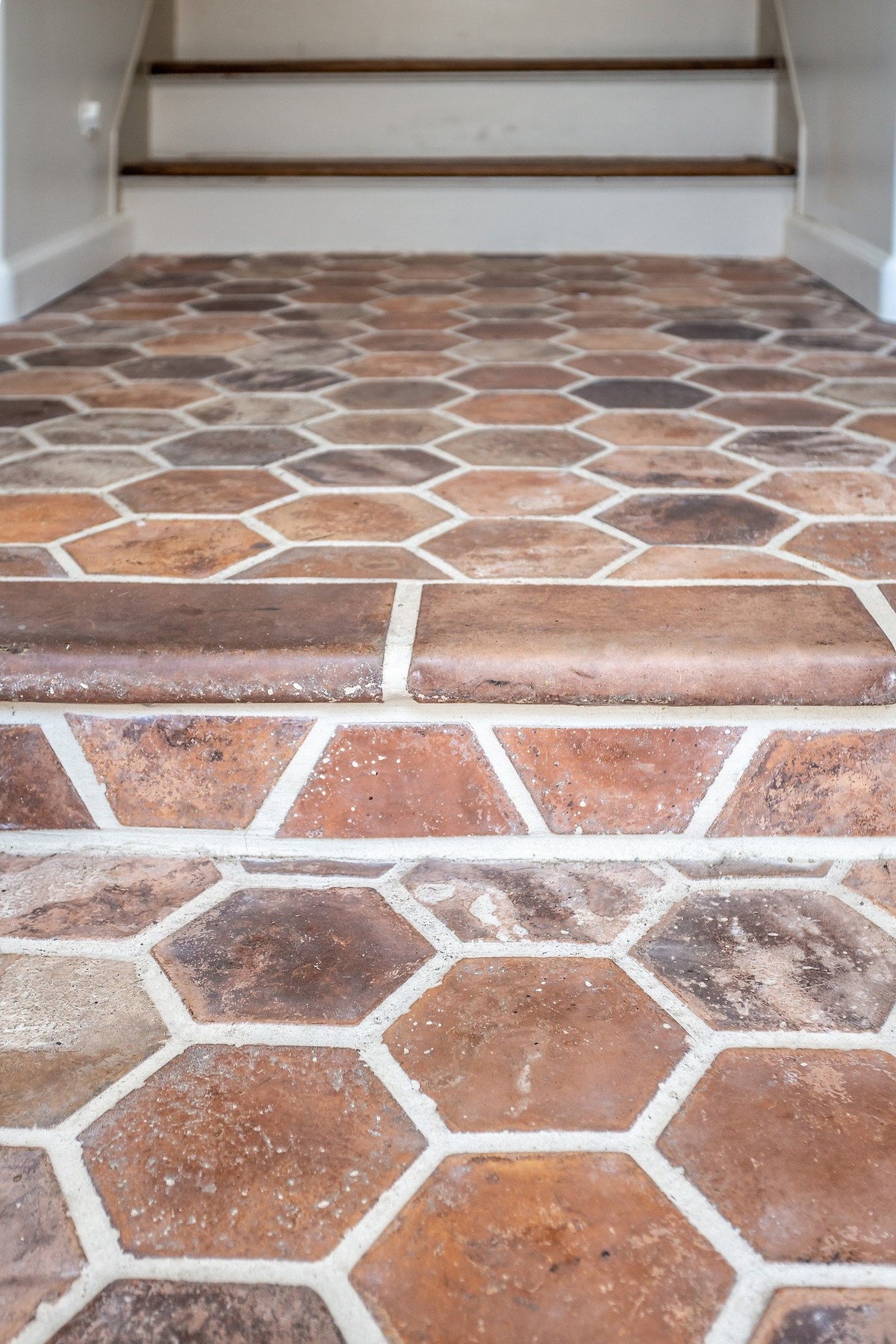 Hexagon floor at the stair base