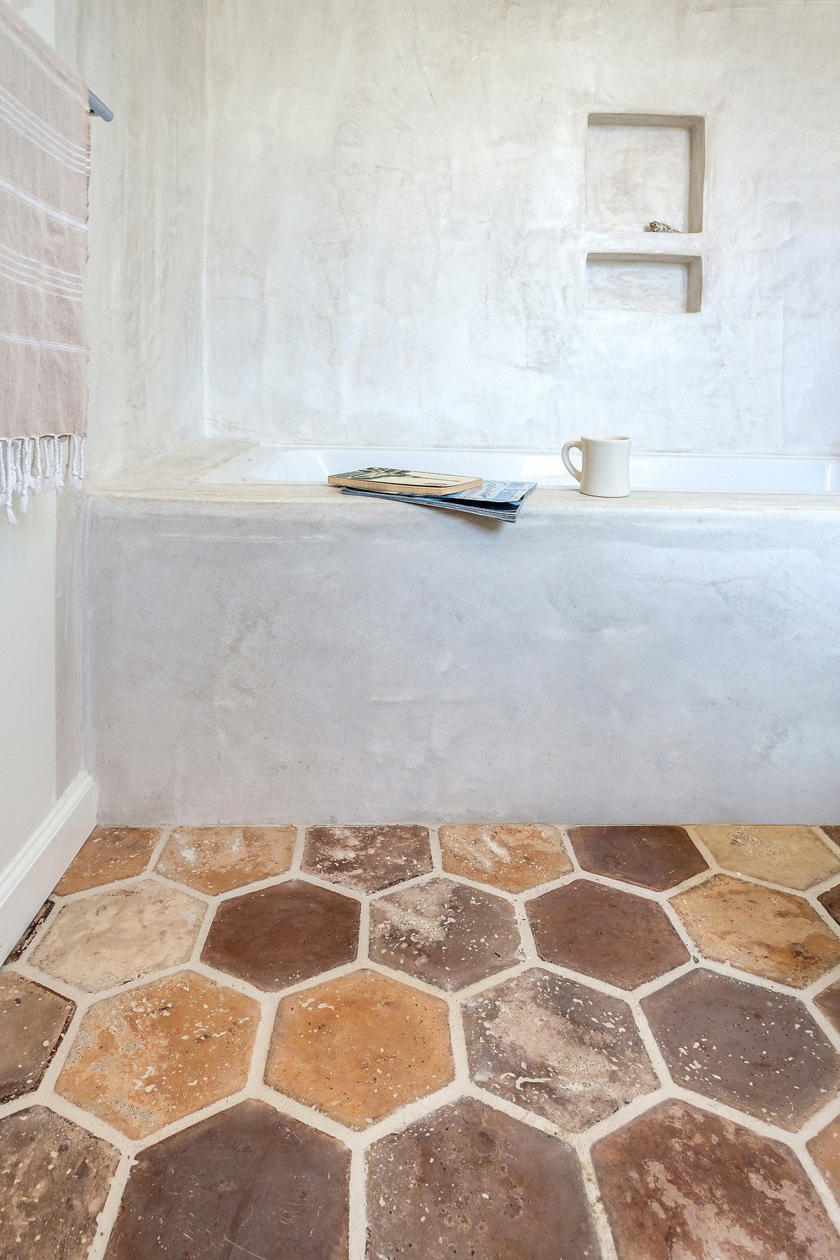 Tub beside the hexagon floor