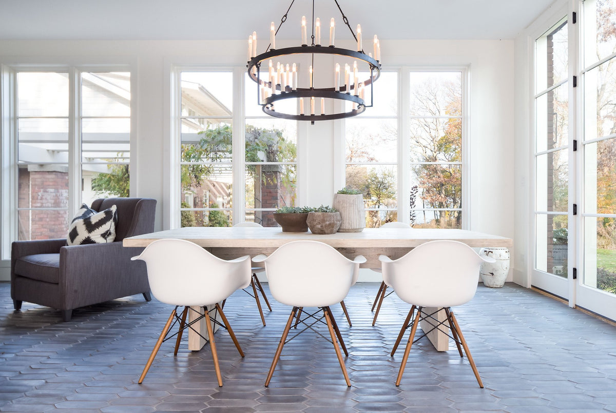 Dining room with Charcoal Picket floor