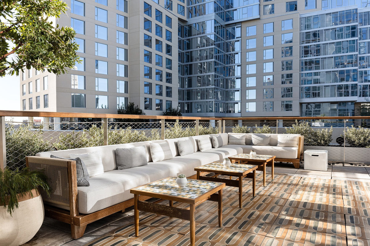 Terrace sectional over cement tile