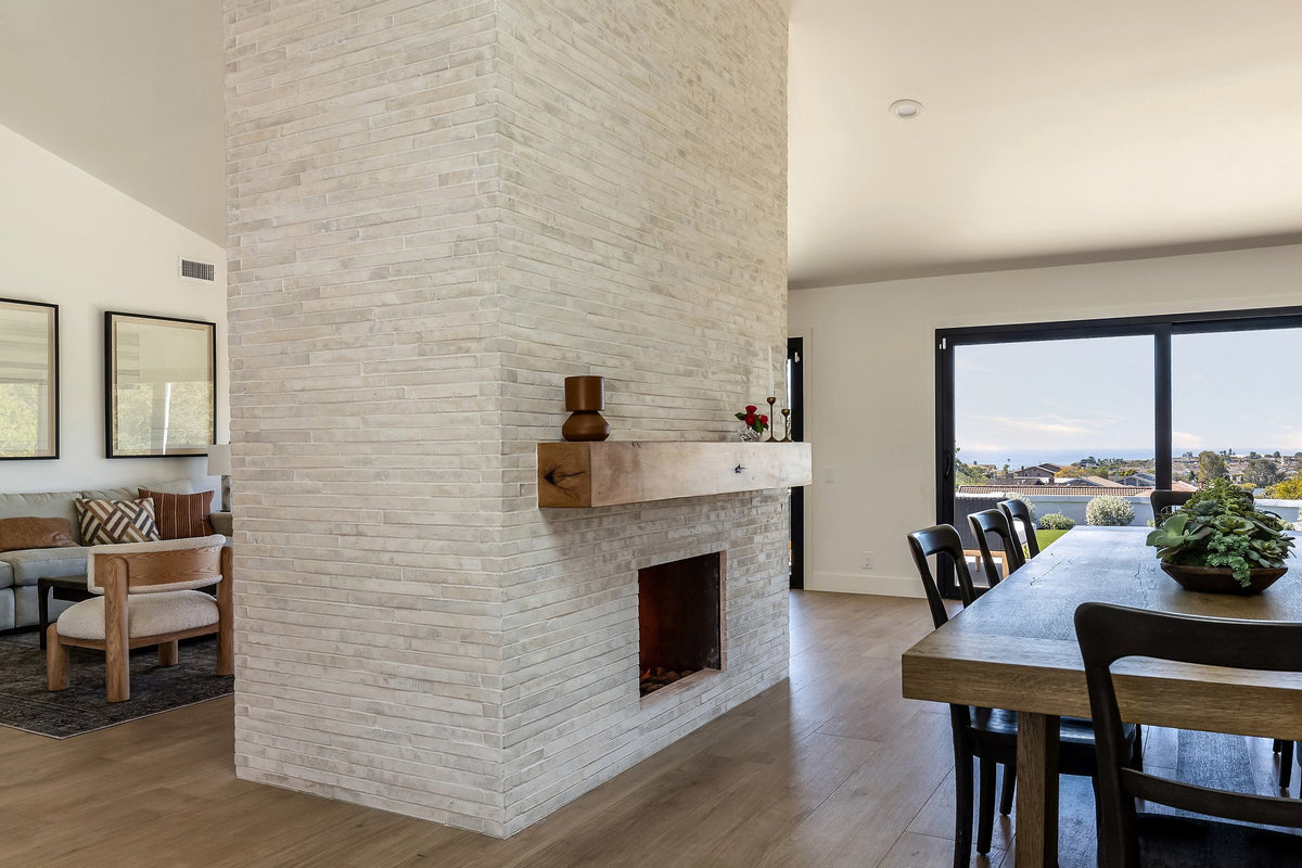 Two-sided fireplace in Early Gray