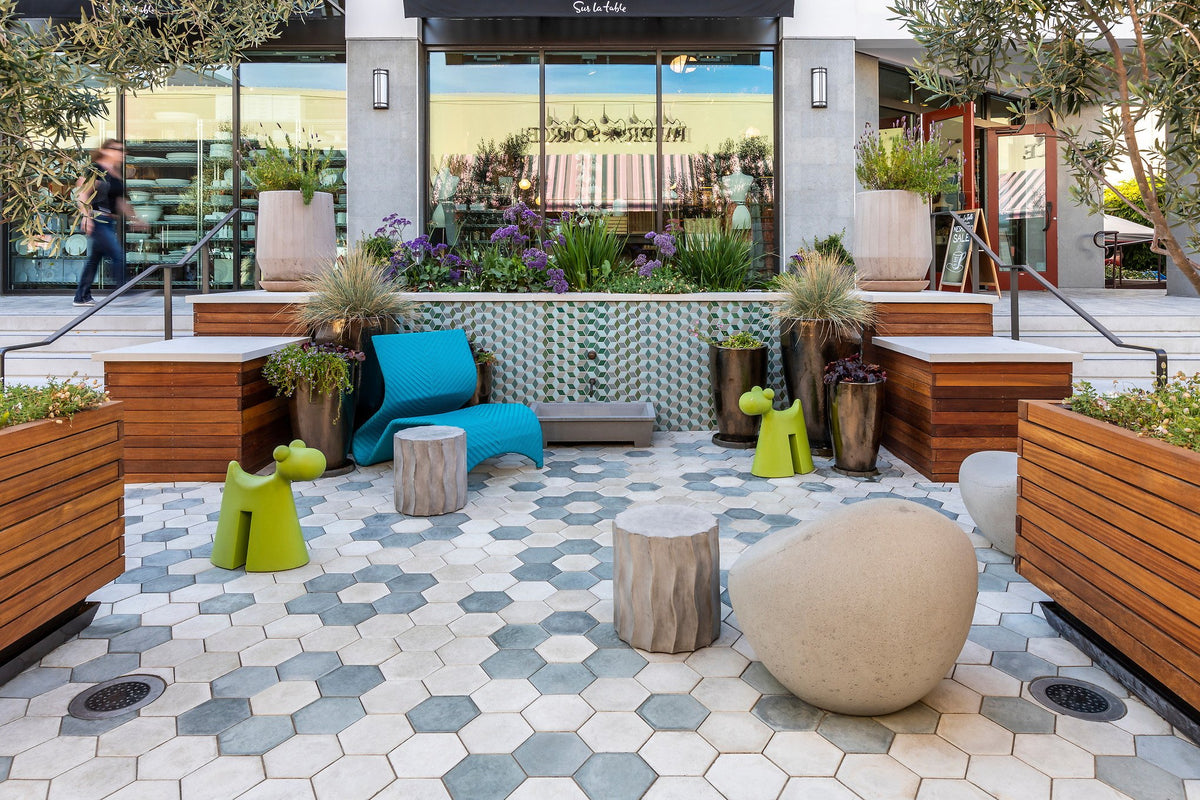 Plaza with Ocean Green and Early Gray hexagons