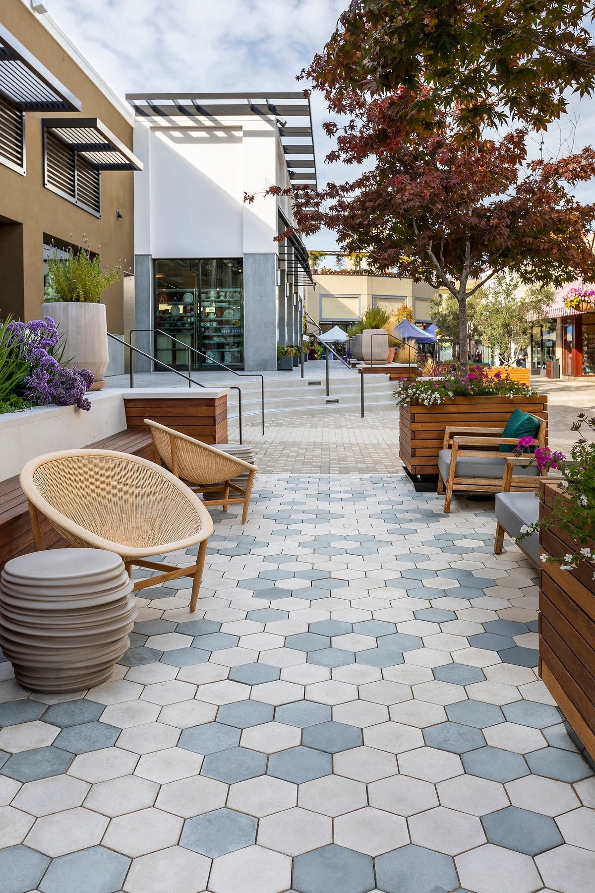 Walkway between the shops