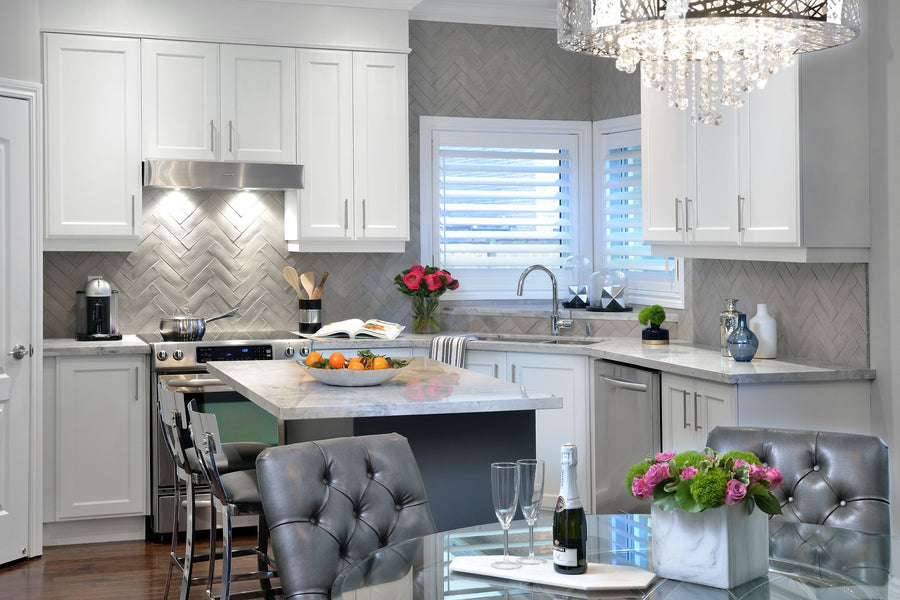 Early Gray Herringbone Kitchen