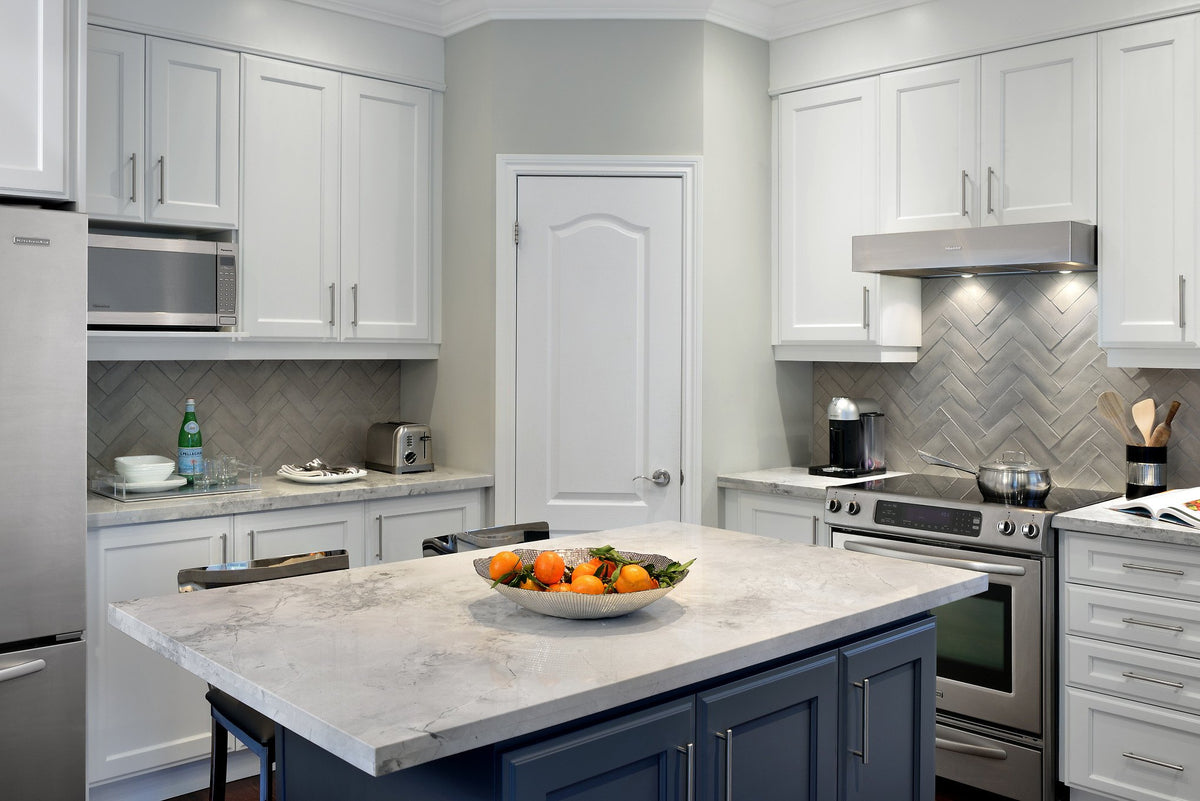 Island and herringbone range wall