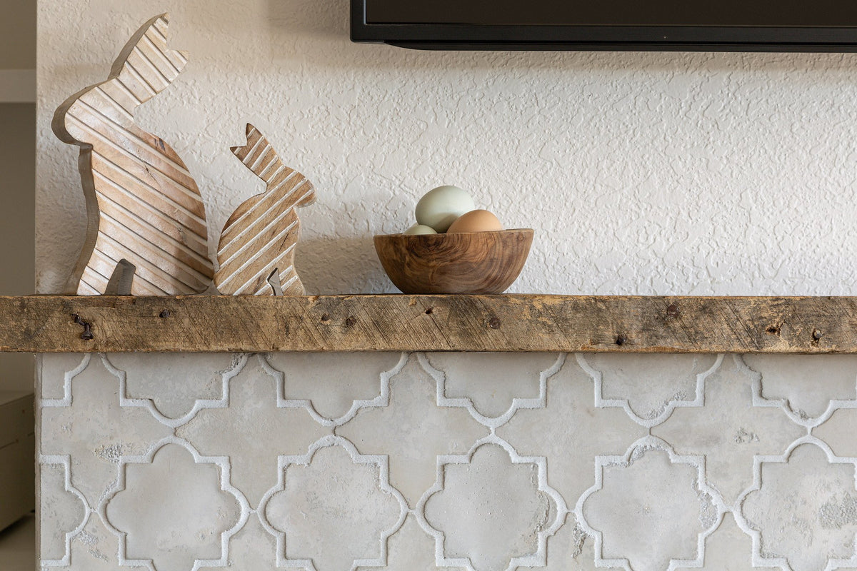 Mantel over Early Gray tile