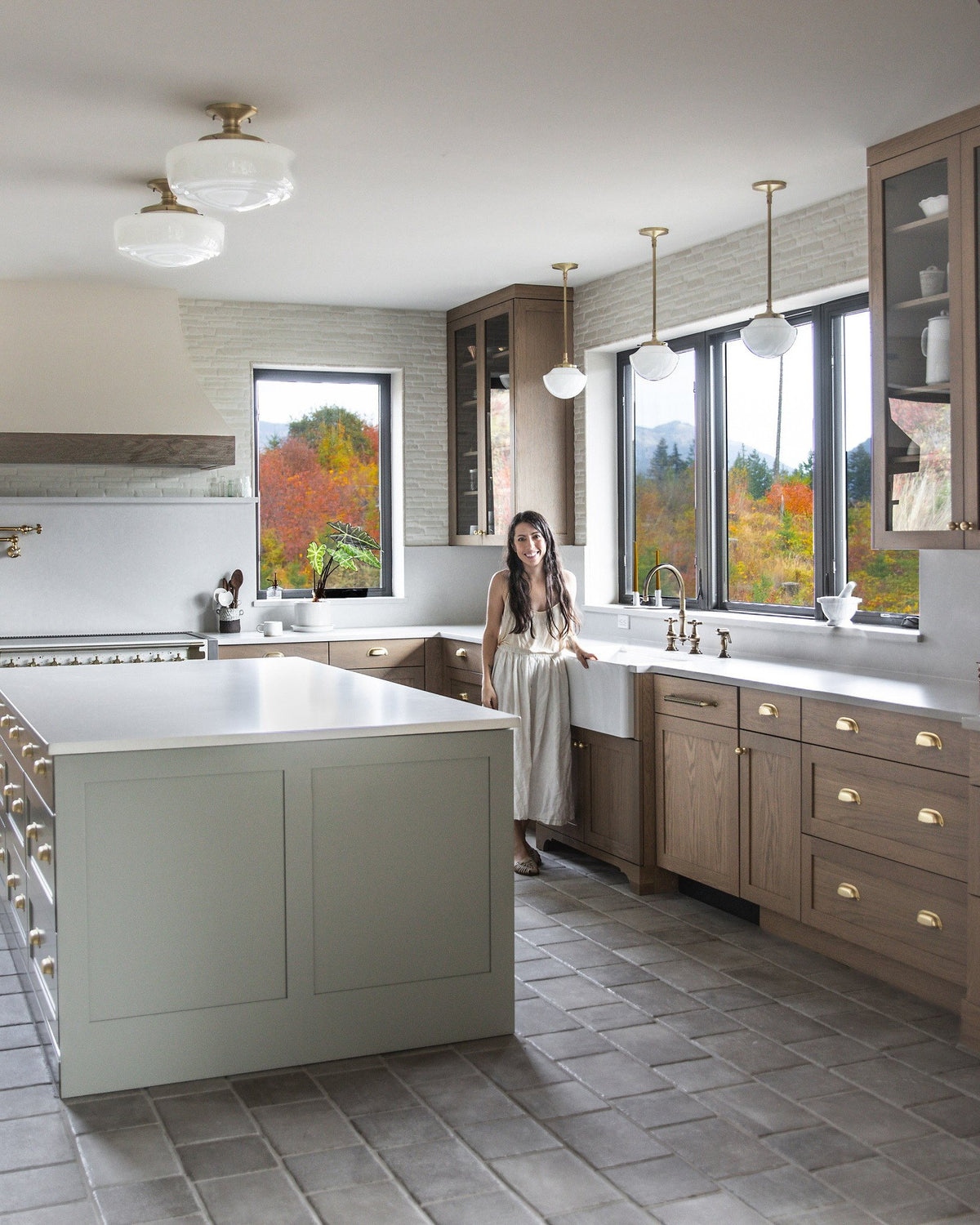 Kitchen floor toward the window wall