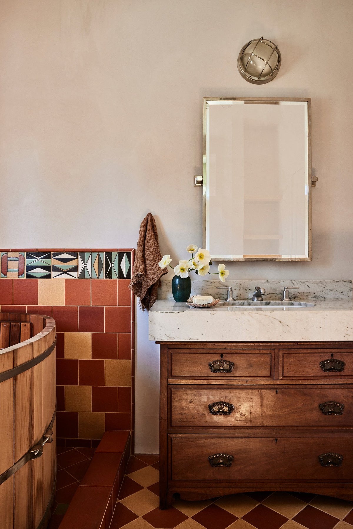 Vanity wall with Studio 6x6 wainscot
