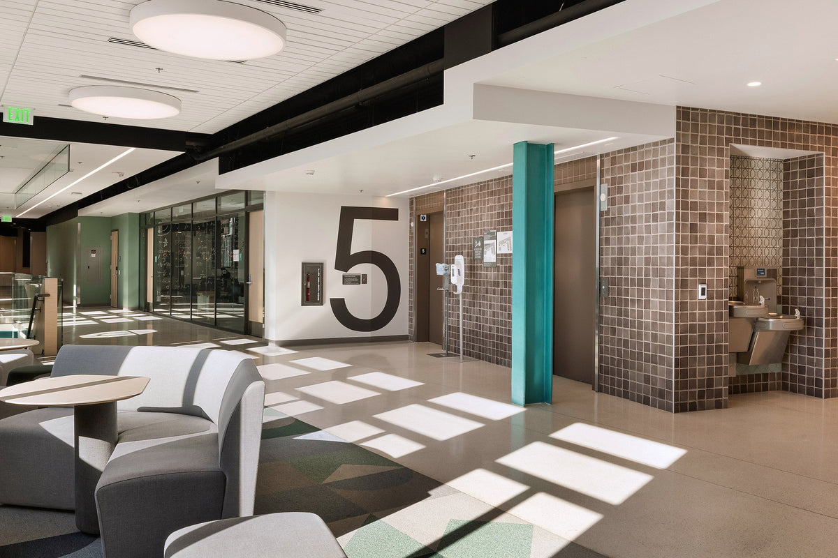 Lounge area beside the tiled core