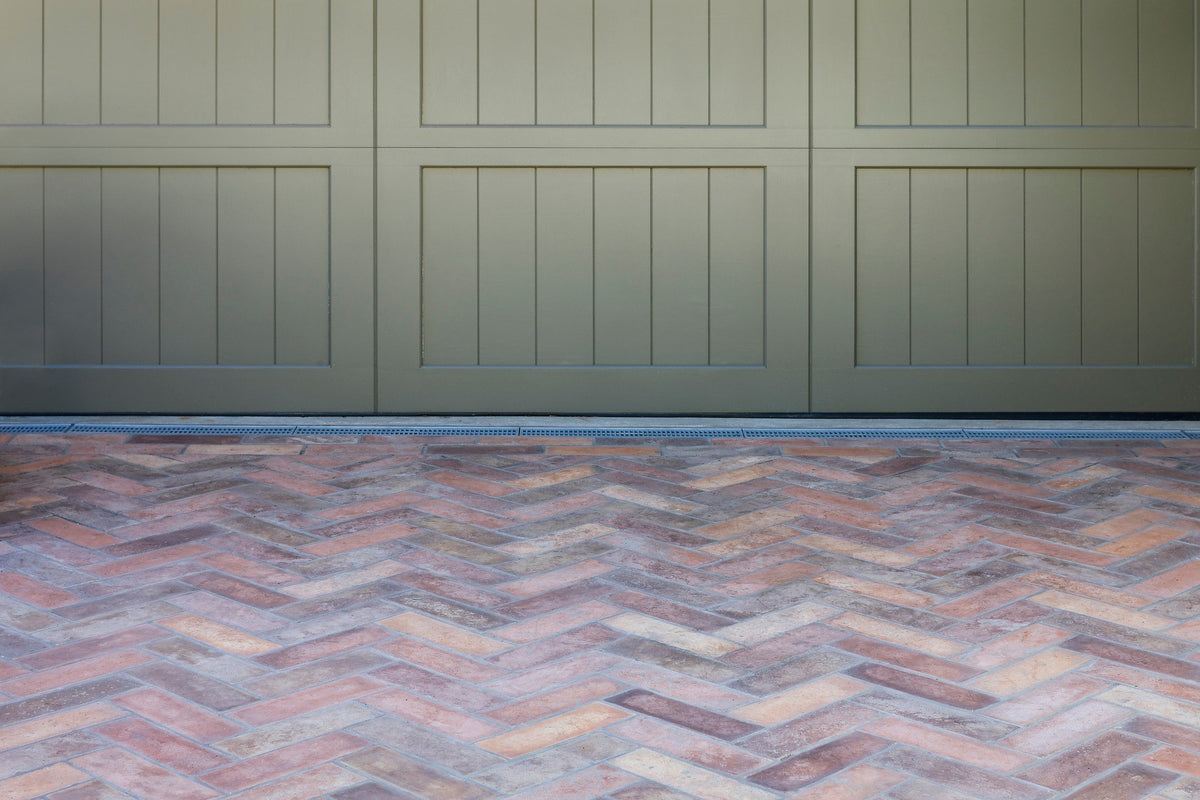 Herringbone apron at the garage