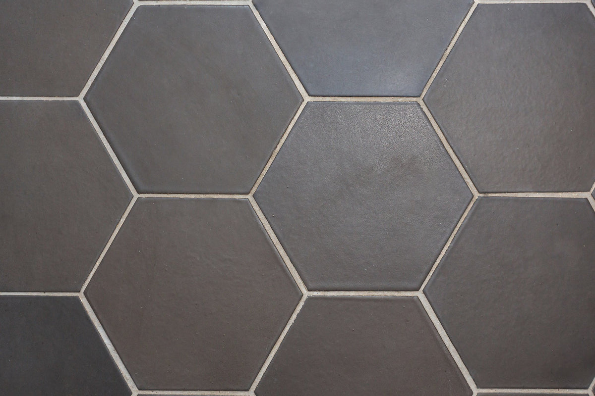 May Gray hexagon glaze up close