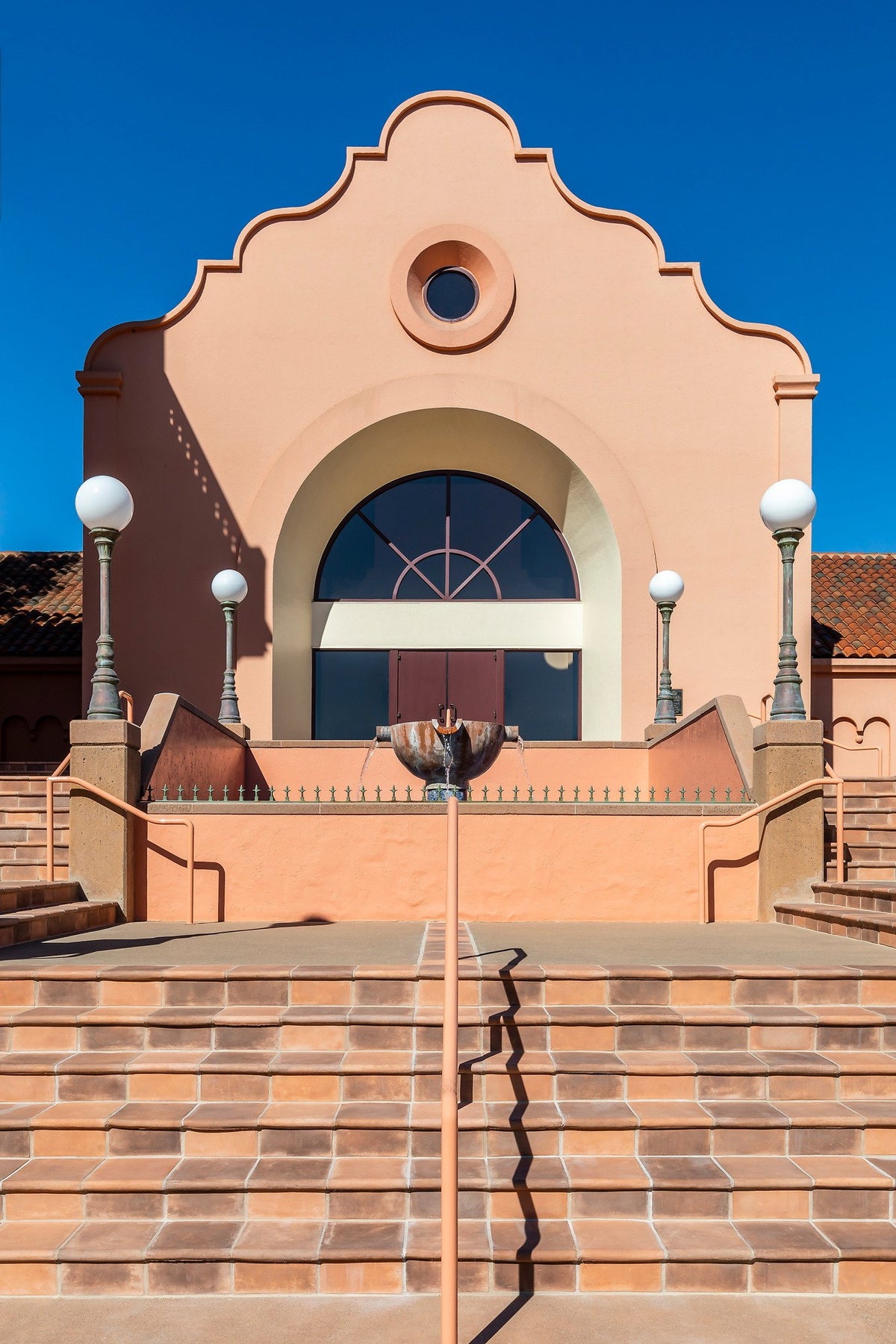 Stair approach to the entry gable