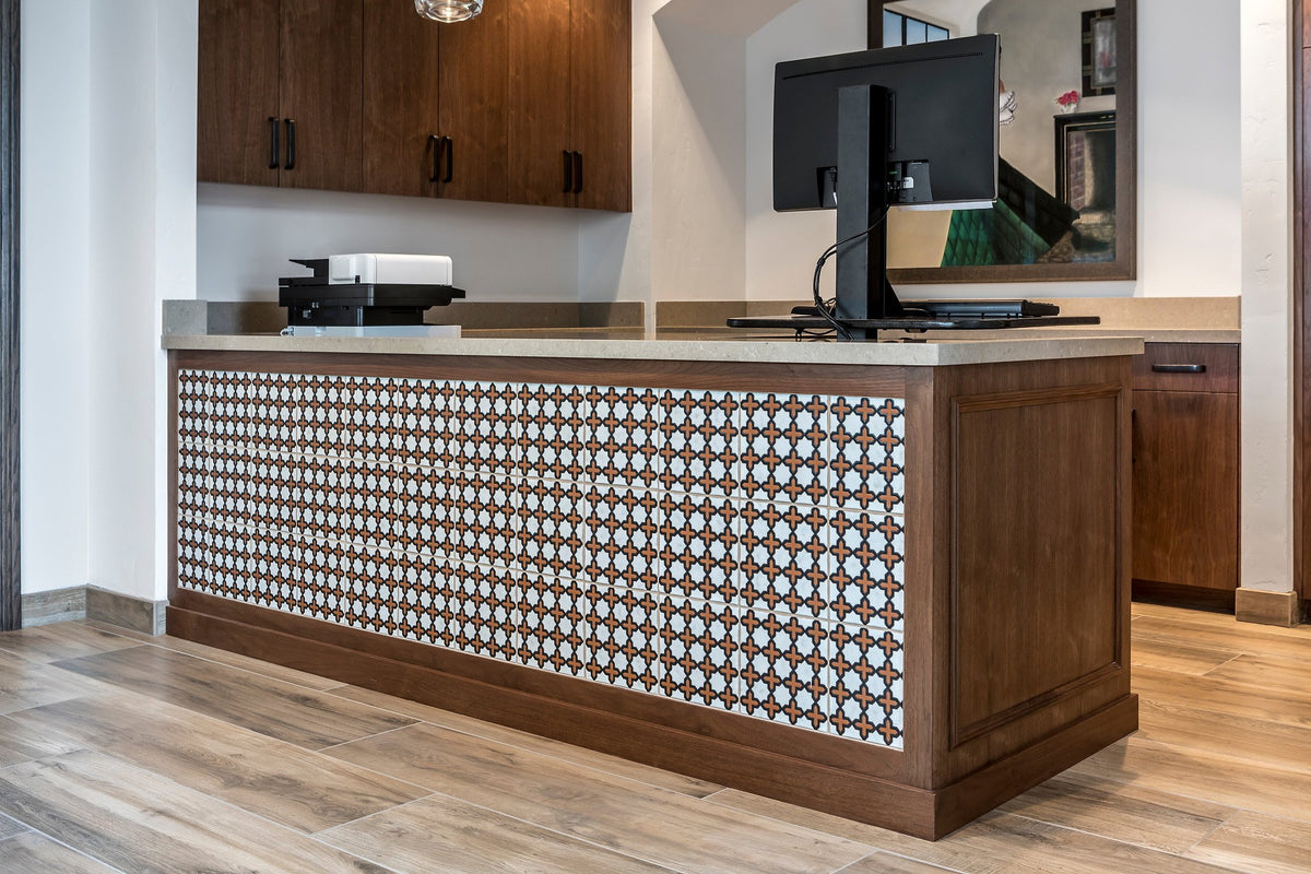 Deco tile panel set in walnut