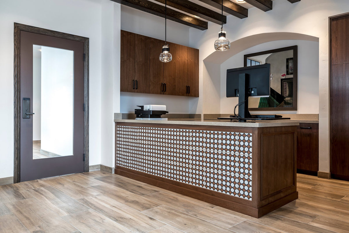 Desk beside the lobby door