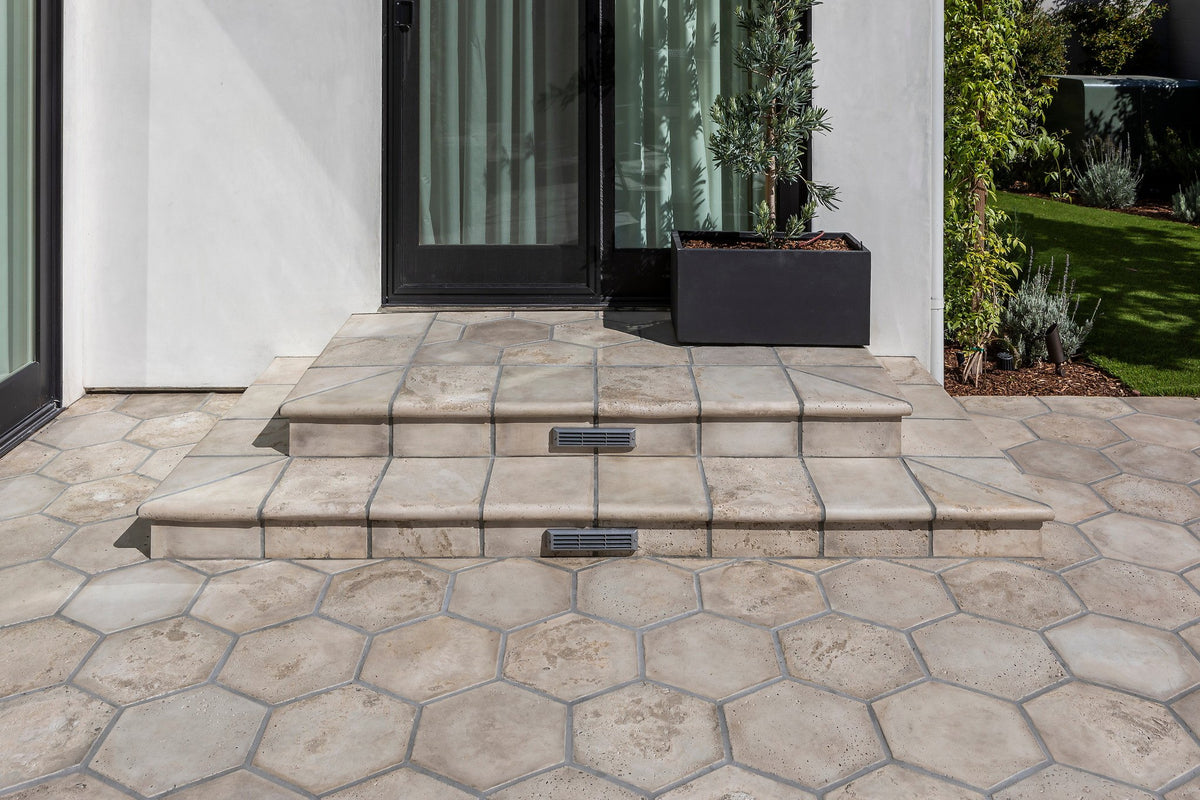 Tiled steps at the back door
