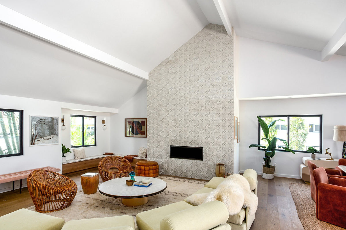 Living room with Compass Star fireplace