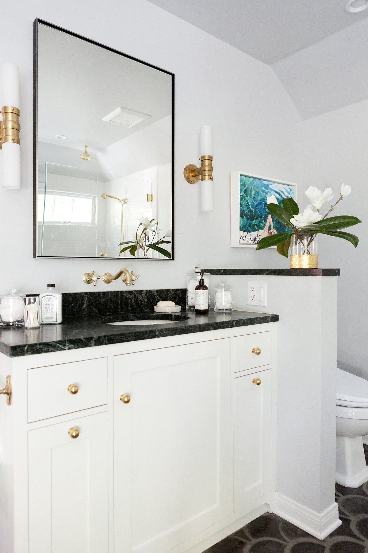Vanity over Charcoal Conche tile
