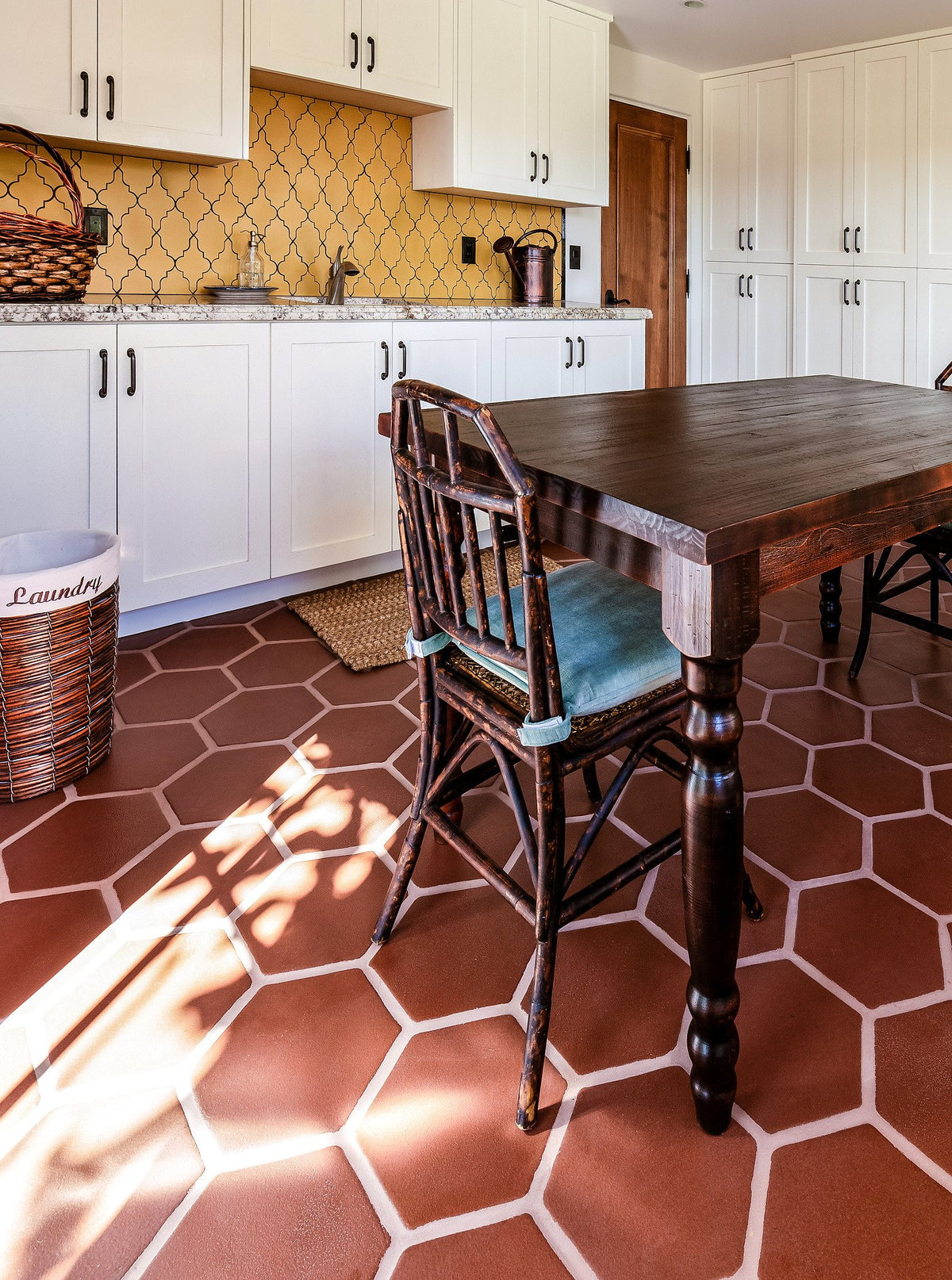 Laundry with Pueblo Red hexagon floor