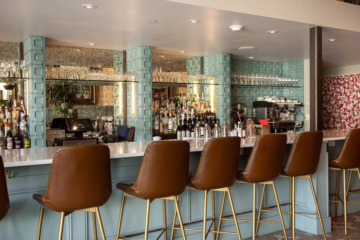 Bar seating and Buckle tile columns