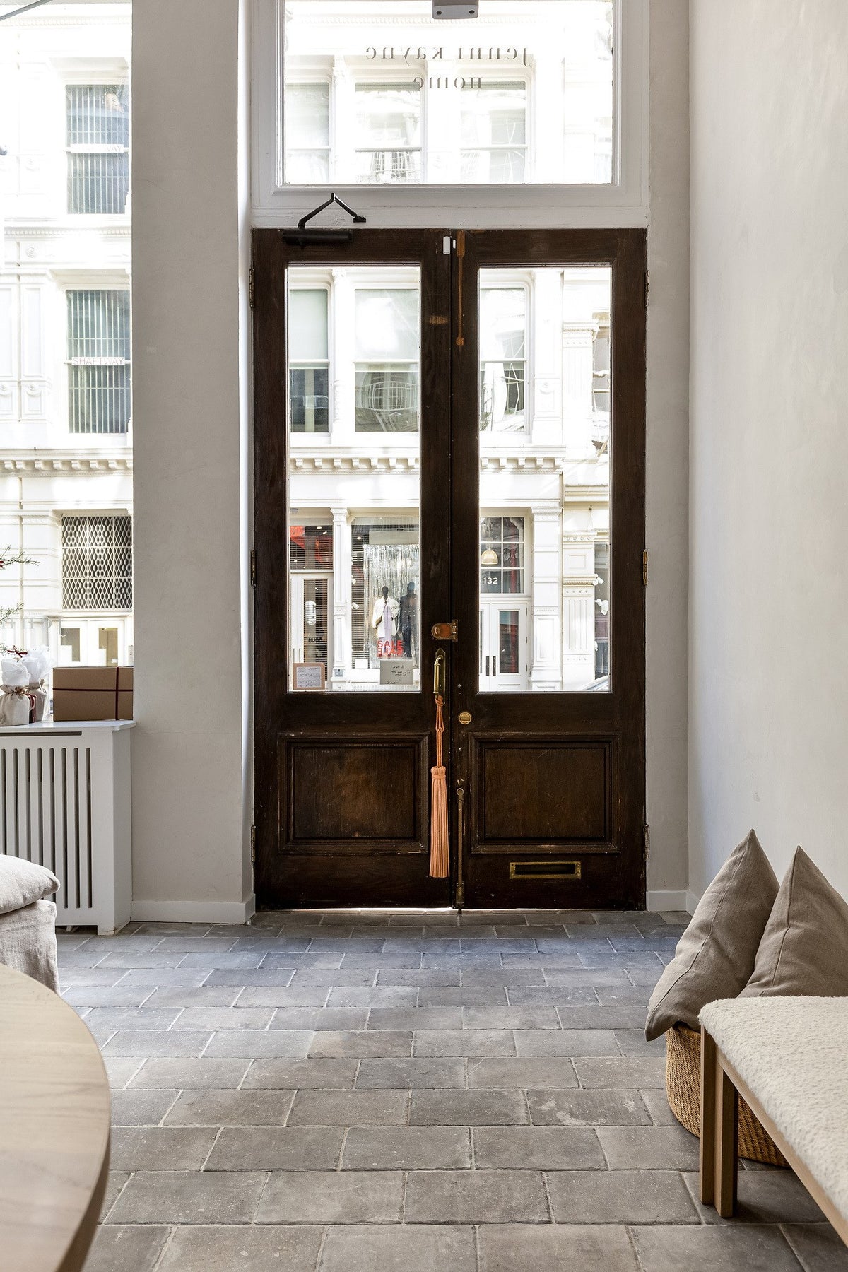 Entry doors and tile floor