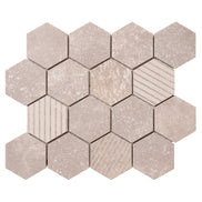 Italian Porcelain 10 Exa Mosaic 10x10 Crema Mix