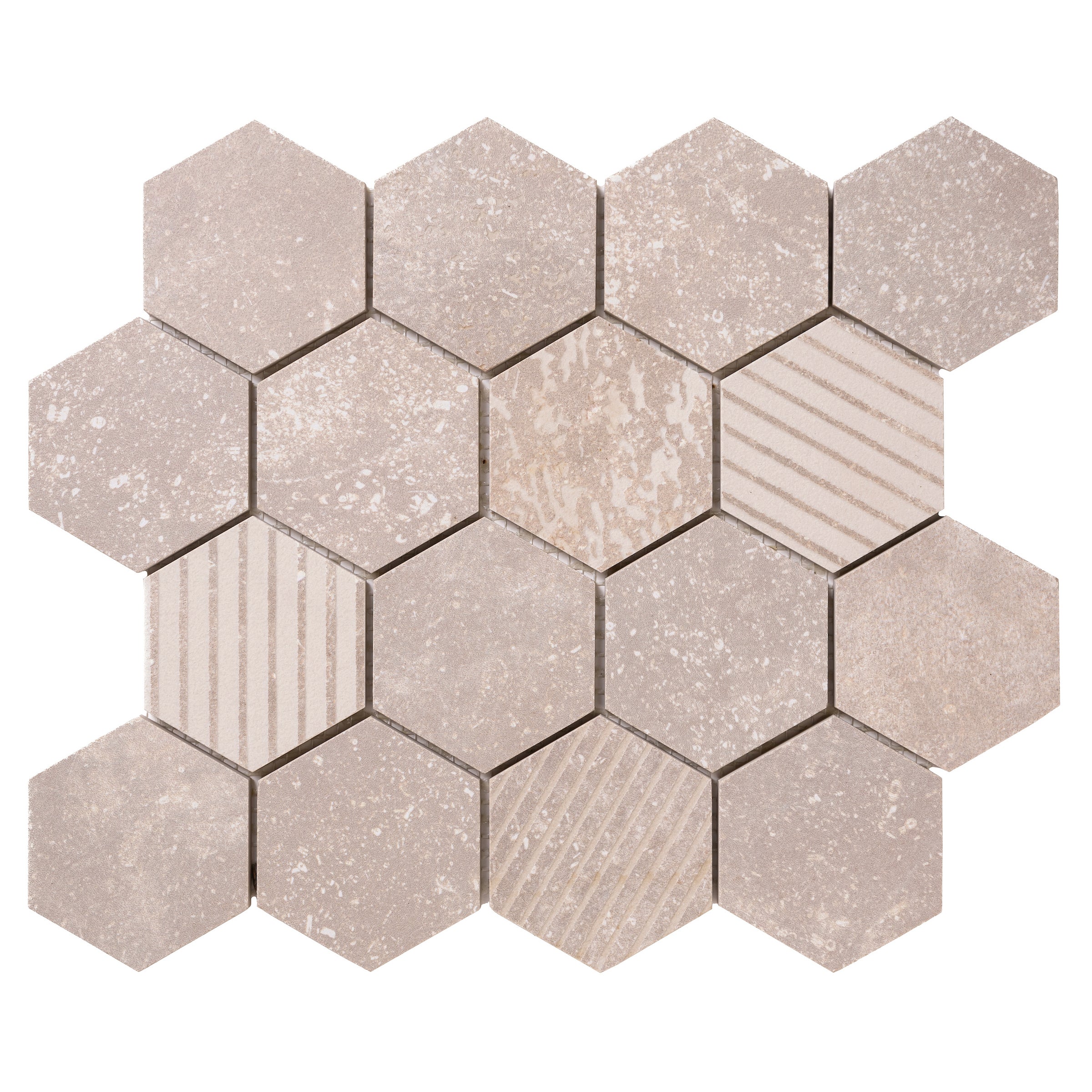 Italian Porcelain 10 Exa Mosaic 10x10 Crema Mix
