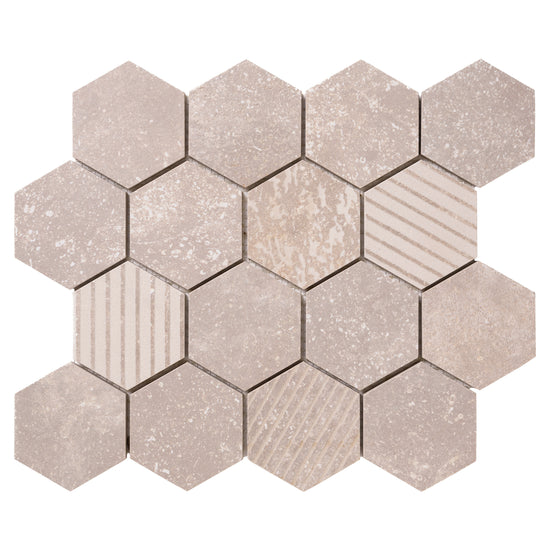 Italian Porcelain 10 Exa Mosaic 10x10 Crema Mix