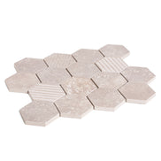 Italian Porcelain 10 Exa Mosaic 10x10 Crema Mix