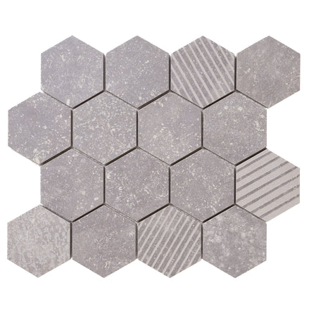 Italian Porcelain 10 Exa Mosaic 10x10 Grigio Mix