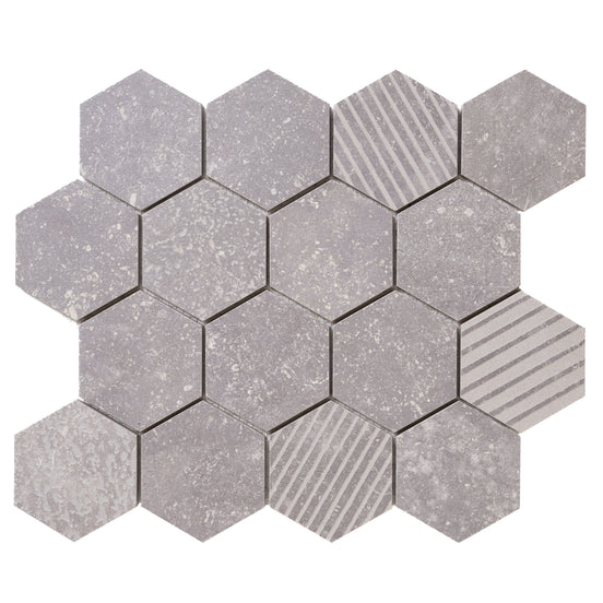 Italian Porcelain 10 Exa Mosaic 10x10 Grigio Mix
