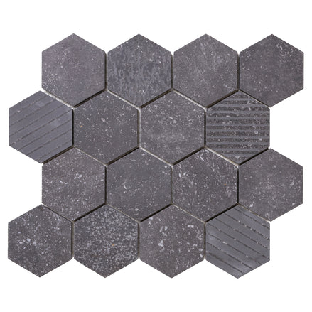 Italian Porcelain 10 Exa Mosaic 10x10 Nero Mix
