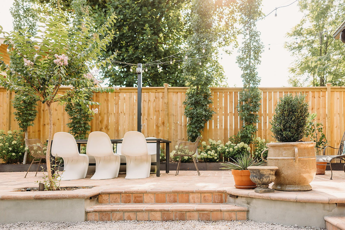 Raised terrace with wall caps