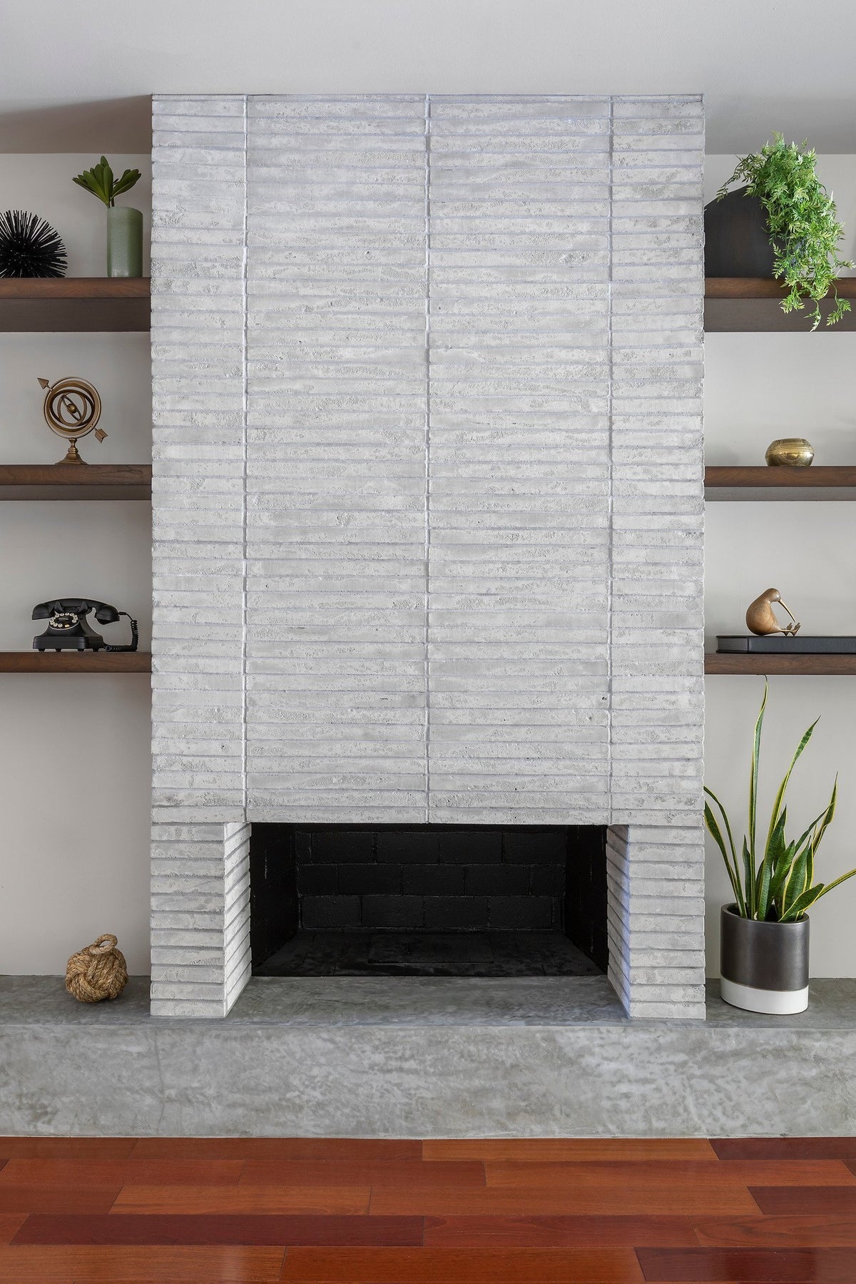 Full-height Newport Brick fireplace front
