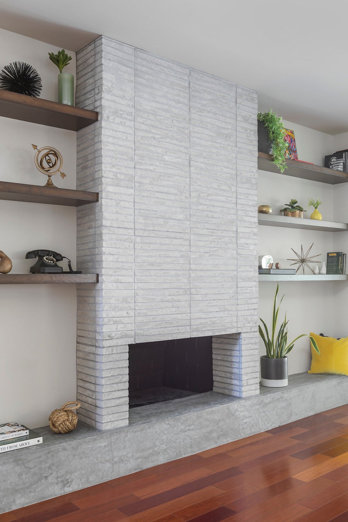 Angled view of the brick chimney