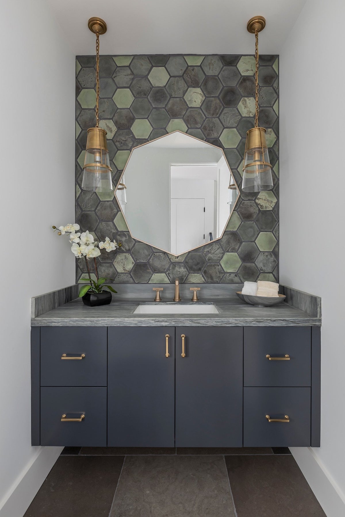 Full view of the hexagon feature wall