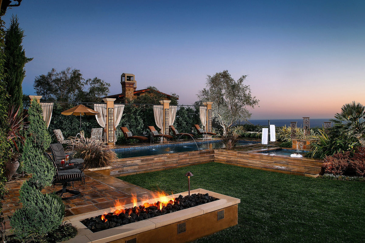 Fire trough and lawn at dusk