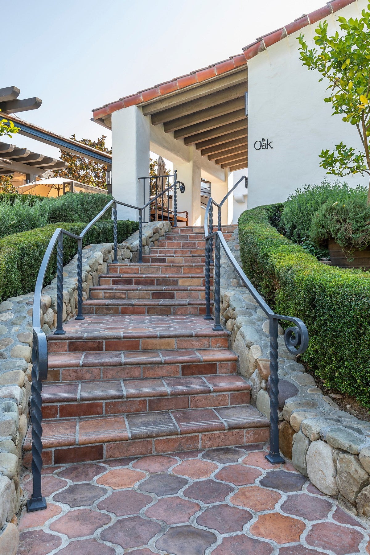 Garden stairs with tile treads