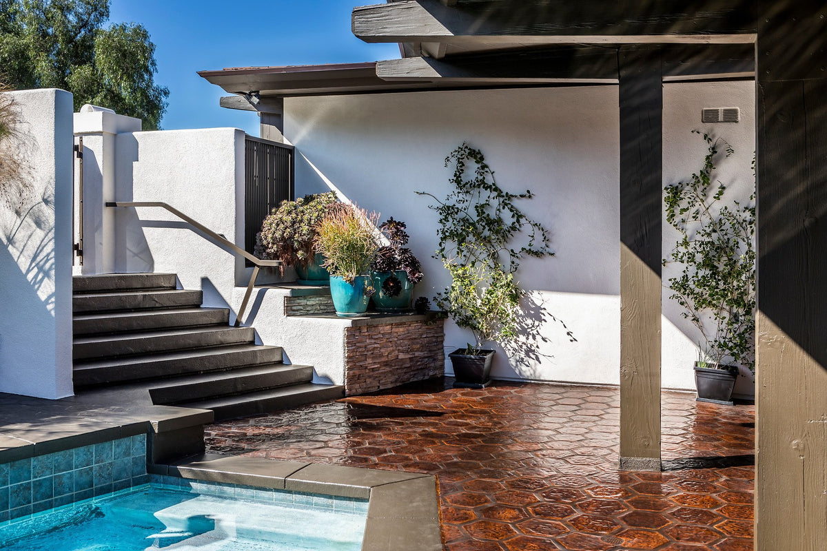 Courtyard steps and Hexagon floor